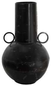 Čierna kovová dekoračná váza s odieraním Tinn - Ø 26 * 42 cm
