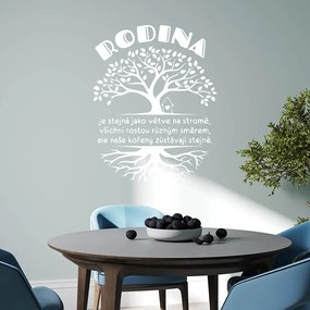Veselá Stena Samolepka na stenu na stenu Rodina s koreňmi Farba: bílá, Veľkosť: 80 x 60 cm