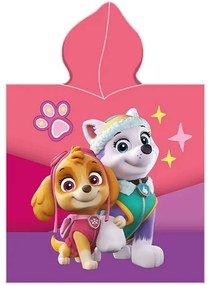 Osuška s kapucňou - plážové pončo Paw Patrol - Tlapková patrola - motív Skye a Everest - 100% bavlna - 55 x 110 cm - 3-6 rokov