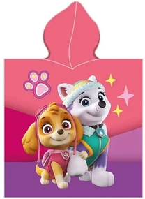 Osuška s kapucňou - plážové pončo Paw Patrol - Tlapková patrola - motív Skye a Everest - 100% bavlna - 55 x 110 cm - 3-6 rokov