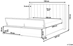 Zamatová posteľ s úložným priestorom 160 x 200 cm fialová NOYERS Beliani