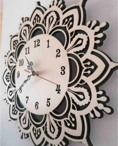 SENTOP | Drevené nástenné hodiny Mandala – Elegantný 3D dizajn | SENTOP PR0375 MDF-playwood analógové