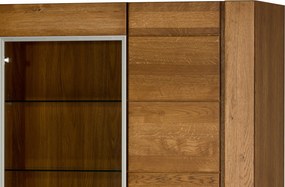 Vitrína Velvet II 12 110 cm z masívu s LED osvetlením dub Rustikal