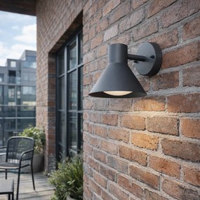 Priemyselná vonkajšia nástenná lampa tmavosivá kužeľ IP44 - Natas