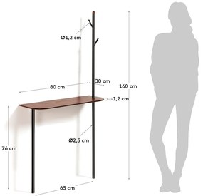 Konzolový stolík s vešiakom Kave Home Marcolini, 80 x 160 cm