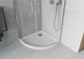 Mexen Rio, štvrťkruhový sprchový kút 80 x 80 cm, 6mm číre sklo, chrómový profil + biela sprchová vanička, 863-080-080-01-00-4110