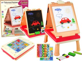 LEAN Toys Multifunkčný obojstranný herný stôl 3 v 1, hra Človeče