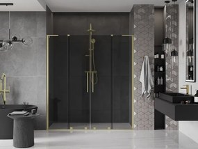 Mexen Velar L Duo, posuvné sprchové dvere do otvoru 180 cm, 8mm šedé sklo, zlatá matná, 871-180-003-42-55