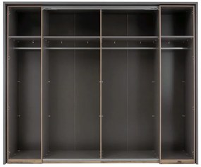 Šatníková skriňa Sarnia, 312 cm, zrubová dosky / tmavý betón