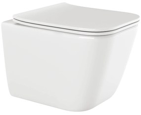 Invena Paros, závesná WC misa Rimless 465x350x360 mm + SLIM toaletné sedadlo s pomalým zatváraním, biela lesklá, INV-CE-90-001-W