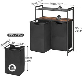 Koš na prádlo Vasagle Ermira 100 l černý/hnědý