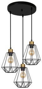 Luster na lanku PRIMO 3xE27/60W/230V čierna/zlatá