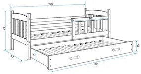 Detská posteľ KUBUS s výsuvnou posteľou 90x200 cm - biela Modrá