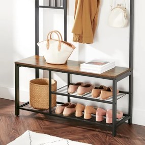 Stojanový vešiak so zrkadlom NAVOR hnedá/čierna