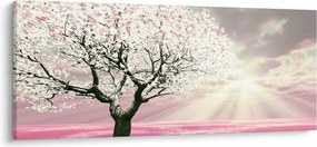 Ružový obraz stromu (120x50 cm)