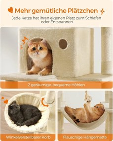 Feandrea veľké škrabadlo pre mačky XXL, 206 cm, béžové