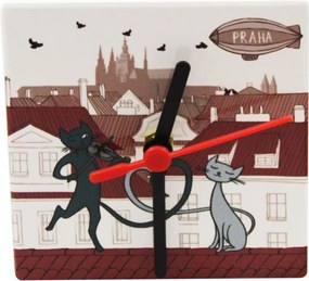 GiftyCity Keramické hodiny 11 cm, Prague cat