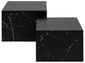 Čierne konferenčné stolíky v dekore mramoru v súprave 2 ks 58x58 cm Dice – Actona
