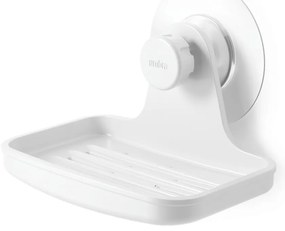 Biela nádobka na mydlo z recyklovaného plastu bez vŕtania Flex – Umbra