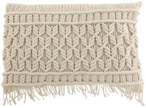 Biely vankúš s drhaným vzorom Macramé Cosy - 60*15*40 cm