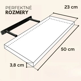 Nástenná polica FIGO + konzola, 50cm, tmavý dub Casaria
