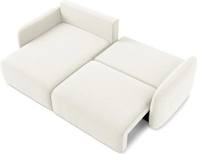 Krémovobiela zamatová rozkladacia/s úložným priestorom rohová pohovka (ľavý roh/s leňoškou) Kalena – Makamii