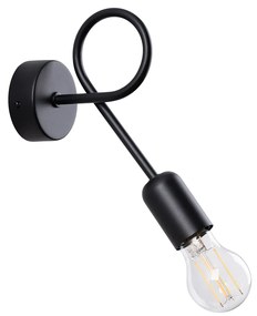 Nástenné svietidlo Loop 1, čierne telo svietidla