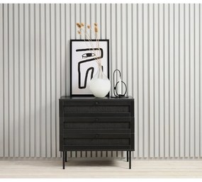 Čierna nízka komoda v dekore duba 80x75 cm Pensacola – Unique Furniture