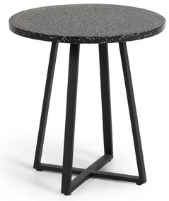 Čierny záhradný stôl s doskou z kameňa Kave Home Tella, ø 70 cm