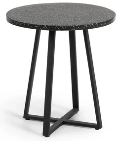 Čierny záhradný stôl s doskou z kameňa Kave Home Tella, ø 70 cm