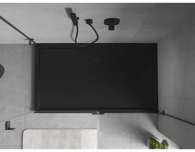 Mexen Flow Slim, obdĺžniková sprchová vanička 140 x 100 cm, čierna matná, 46R701014