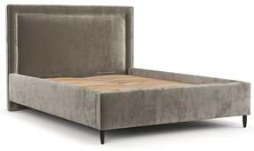 Béžová čalúnená dvojlôžková posteľ s úložným priestorom s roštom 180x200 cm Baleine – Maison de Rêve