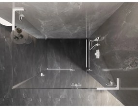 Mexen Lunar, L pravý výklopný sprchový kút 75 x 70 cm, 8mm číre sklo, biely profil, 834L-075-070-20-00-P