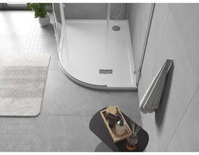 Mexen Flow, asymetrická štvrťkruhová sprchová vanička slim, ľavá 90 x 80 cm, biela lesklá, 46Q108090L