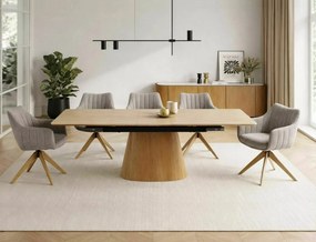 Jedálenský rozkladací stôl Monaco 160/200 cm keramika travertín/dub prírodný