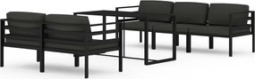 vidaXL 6-dielna sada záhradného nábytku, vankúše, hliník, antracit