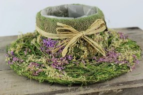 Zeleno fialový prírodný kvetináč v tvare klobúka