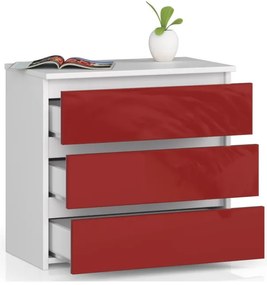 Nočný stolík CL3 60 cm biely / červený, lesk