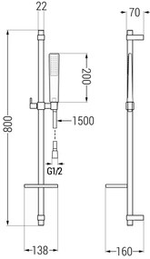 Mexen sprchový set DQ72, chróm, 785724581-00