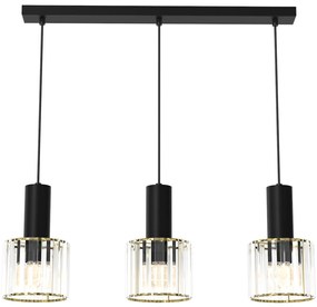 Závesné svietidlo Cristal, 3x transparentné krištáľové tienidlo, b/g