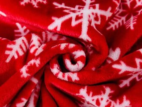 Vianočná mikroplyšová deka FROSTY FLAKES, červená Rozmer: 160 x 200 cm