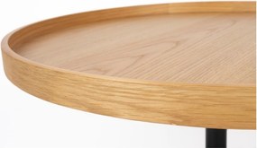 Okrúhly konferenčný stolík s doskou v dubovom dekore v prírodnej farbe ø 70 cm Yuri L – White Label