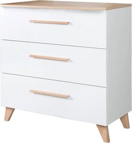 Biela detská komoda s prebaľovacím pultom v dekore duba 88,5x99x76 cm Léon – Roba