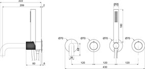 Sapho Sapho, ULTRATAP podomietková vaňová batéria, čierná mat/zlato mat, UT093TBG