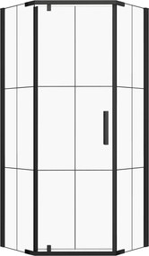Novoterm Päťuholníkový sprchový kút NV-Metro 90x90, čierny/transparent - bez vaničky