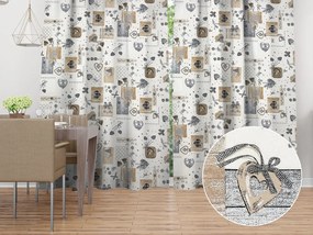 Biante Dekoračný záves Porto PRT-014 Hnedo-sivé srdiečka na krémovom - šírka 130 cm 130x160 cm