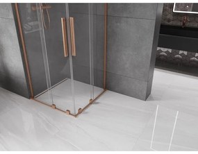 Mexen Velar L Duo, sprchový kút s posuvnými dverami 100 x 100 cm, 8mm číre sklo, medená matná, 871-100-100-02-03-65