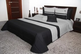 Prešívaná prikrývka na dvojposteľ v čiernej farbe so sivými pruhmi Šírka: 240 cm | Dĺžka: 260 cm