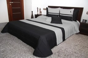 Prešívané prehozy na postele v čiernej farbe so sivými pruhmi Šírka: 240 cm | Dĺžka: 260 cm