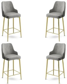 Sada barových stoličiek Enox Grey and Gold, 4 ks